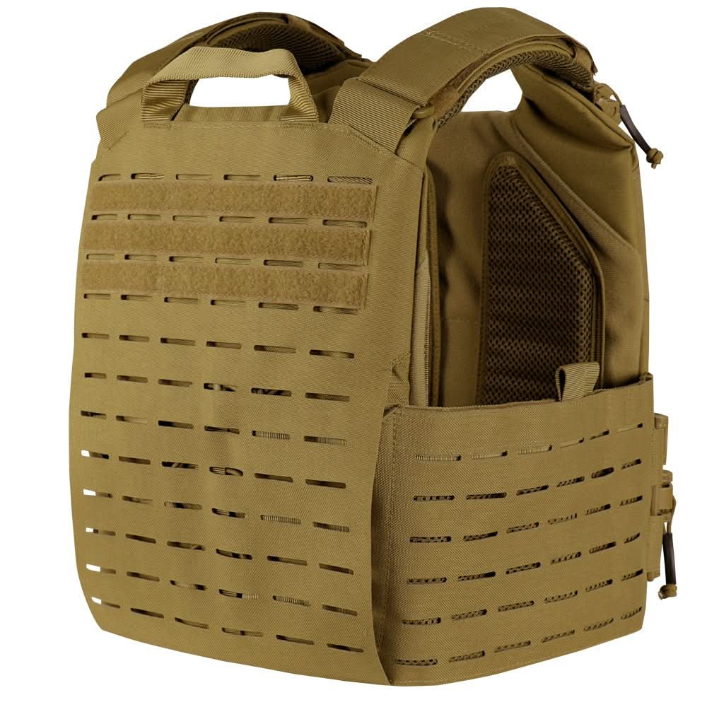 Porte-plaques tactique de couleur marron, de dos