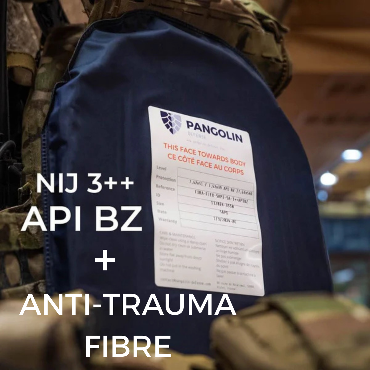 Plaque NIJ 3++ API BZ + Plaque anti-traumas FIBRE