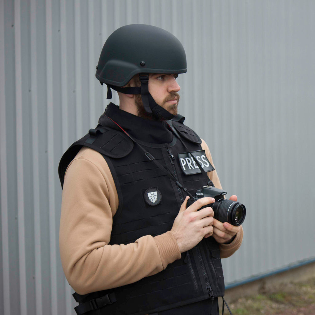 Casque balistique MICH pour journaliste ou ONG, photo réel